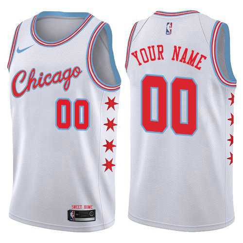 Men & Youth Customized Chicago Bulls White Nike City Edition Jersey
